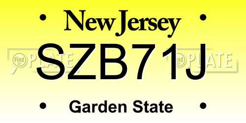 SZB71J New Jersey License Plate