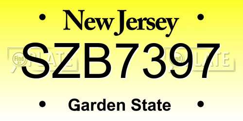 SZB7397 New Jersey License Plate