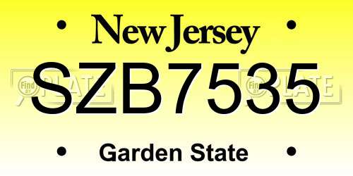 SZB7535 New Jersey License Plate