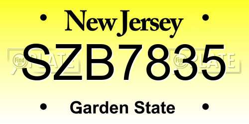 SZB7835 New Jersey License Plate
