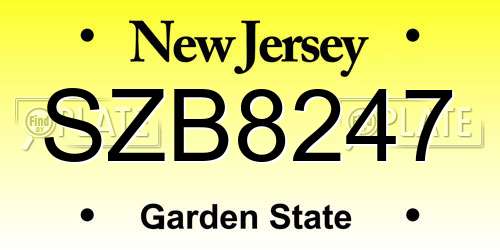 SZB8247 New Jersey License Plate