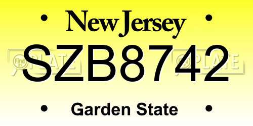 SZB8742 New Jersey License Plate