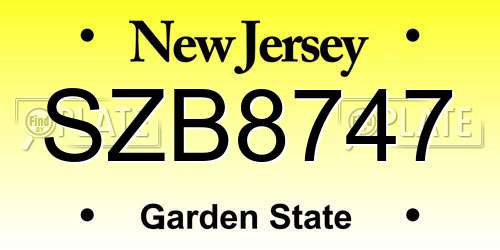 SZB8747 New Jersey License Plate