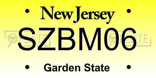 SZBM06 New Jersey License Plate