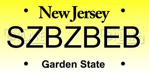 SZBZBEB New Jersey License Plate
