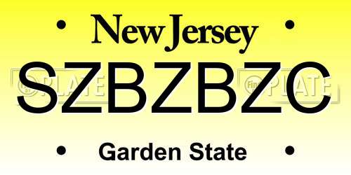 SZBZBZC New Jersey License Plate