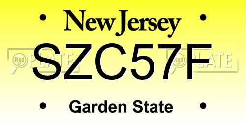 SZC57F New Jersey License Plate