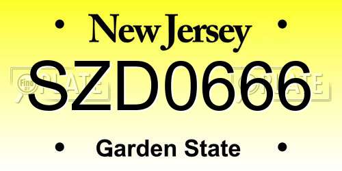 SZD0666 New Jersey License Plate