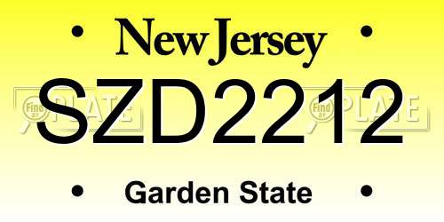 SZD2212 New Jersey License Plate