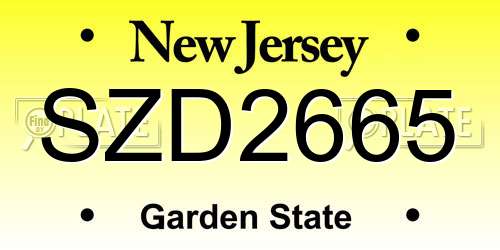 SZD2665 New Jersey License Plate