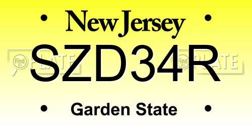 SZD34R New Jersey License Plate