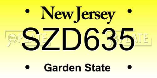SZD635 New Jersey License Plate
