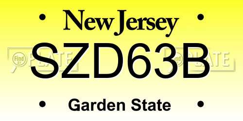 SZD63B New Jersey License Plate