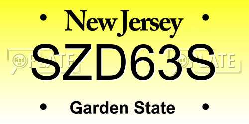 SZD63S New Jersey License Plate
