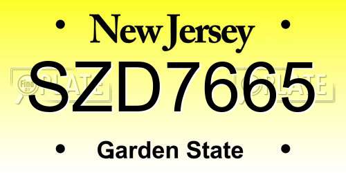SZD7665 New Jersey License Plate