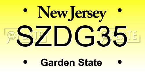 SZDG35 New Jersey License Plate