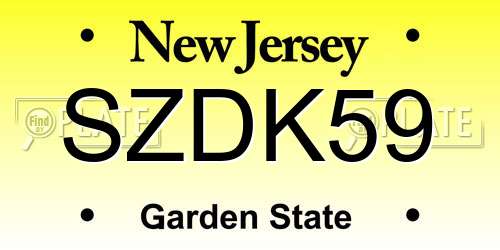 SZDK59 New Jersey License Plate