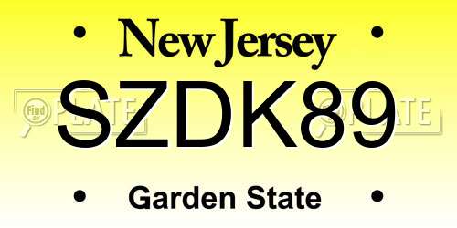 SZDK89 New Jersey License Plate