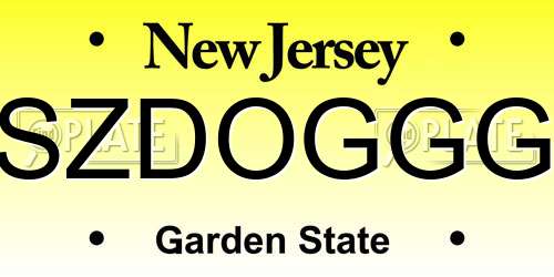 SZDOGGG New Jersey License Plate