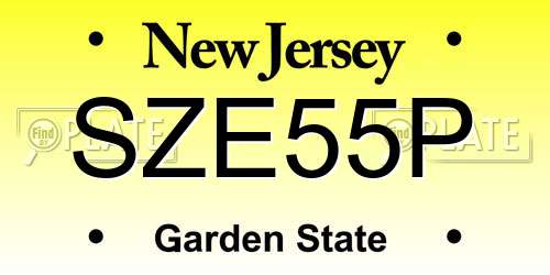 SZE55P New Jersey License Plate