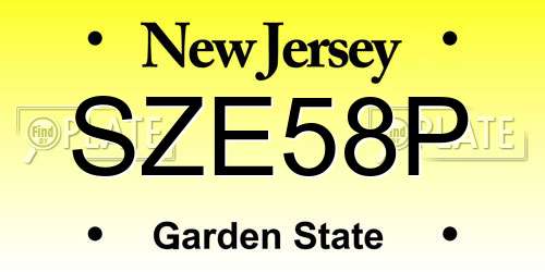 SZE58P New Jersey License Plate