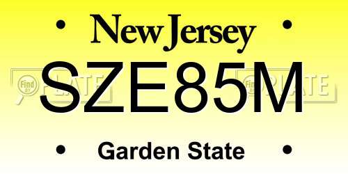 SZE85M New Jersey License Plate