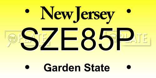 SZE85P New Jersey License Plate