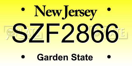 SZF2866 New Jersey License Plate