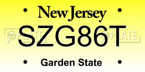 SZG86T New Jersey License Plate