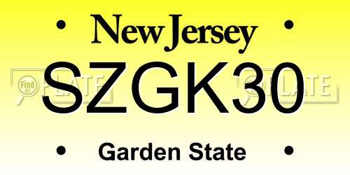 SZGK30 New Jersey License Plate