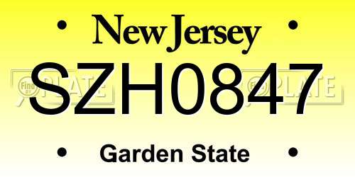 SZH0847 New Jersey License Plate