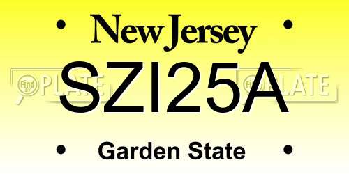 SZI25A New Jersey License Plate