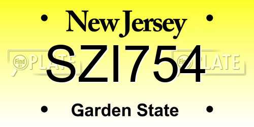 SZI754 New Jersey License Plate