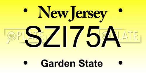 SZI75A New Jersey License Plate