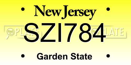 SZI784 New Jersey License Plate