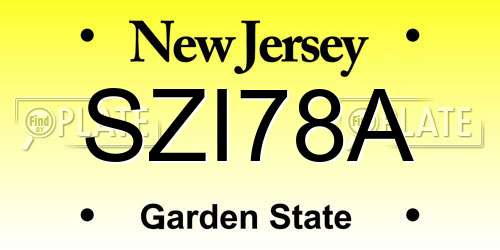 SZI78A New Jersey License Plate
