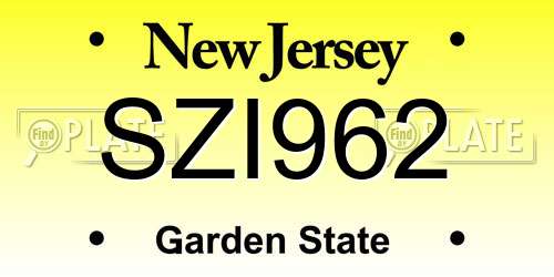 SZI962 New Jersey License Plate