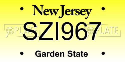 SZI967 New Jersey License Plate