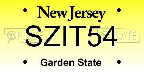 SZIT54 New Jersey License Plate