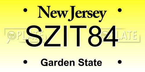 SZIT84 New Jersey License Plate