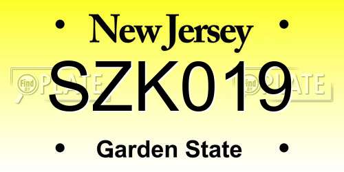 SZK019 New Jersey License Plate