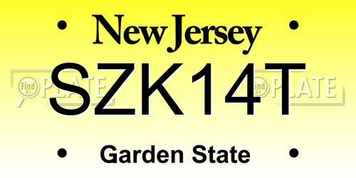 SZK14T New Jersey License Plate
