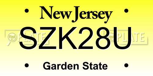 SZK28U New Jersey License Plate