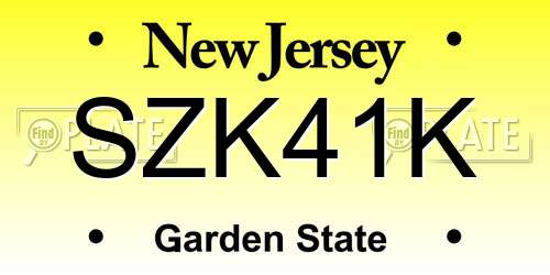 SZK41K New Jersey License Plate