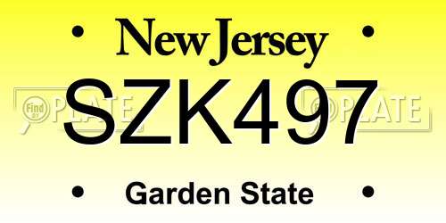 SZK497 New Jersey License Plate