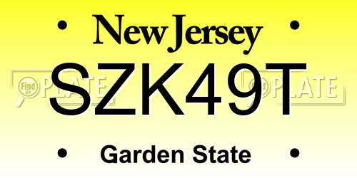 SZK49T New Jersey License Plate