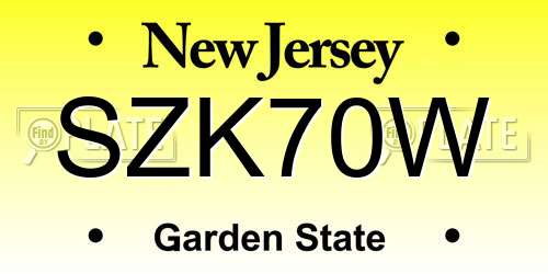 SZK70W New Jersey License Plate