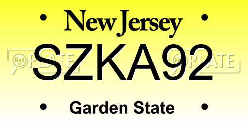 SZKA92 New Jersey License Plate
