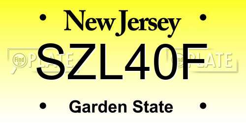 SZL40F New Jersey License Plate
