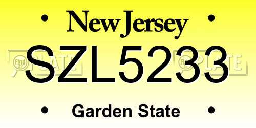 SZL5233 New Jersey License Plate